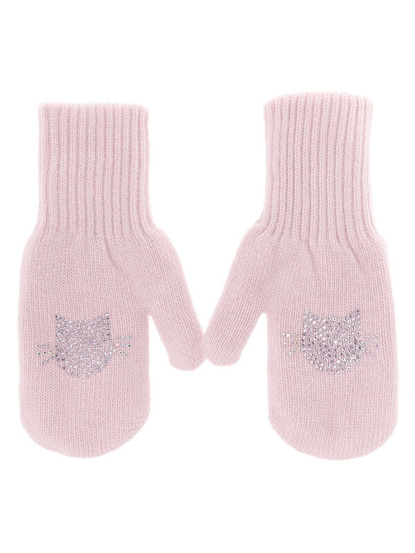 Варежки для девочки Муркинс, Миалт пудровый, зима - Варежки