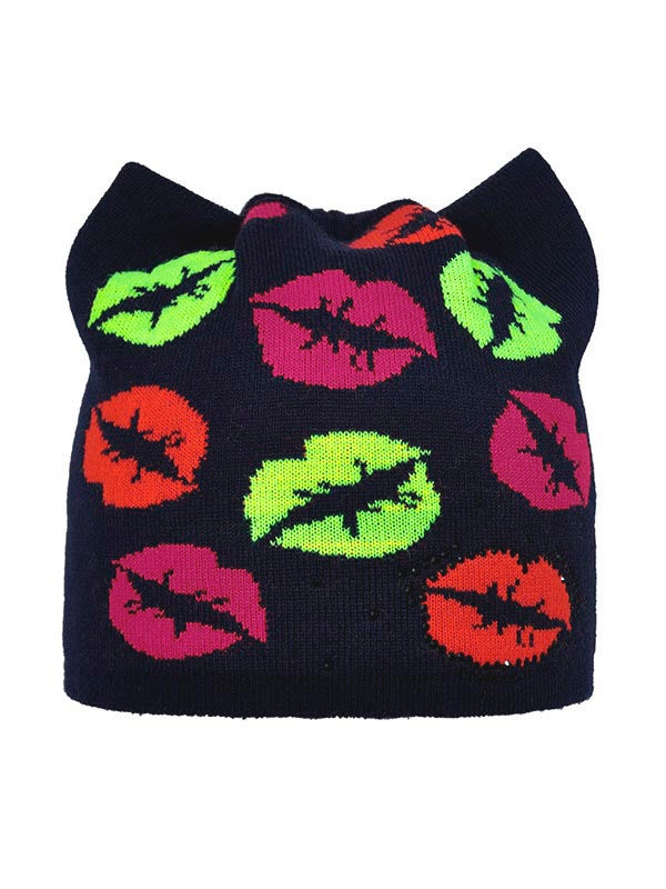 Шапка для девочки Lips, Миалт темно-синий/оранжевый, весна-осень - Для девочек весна-осень