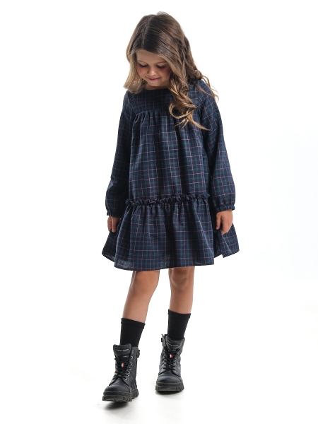 Платье для девочек Mini Maxi, модель 7871, цвет синий/клетка - Платья для девочек с длинным рукавом