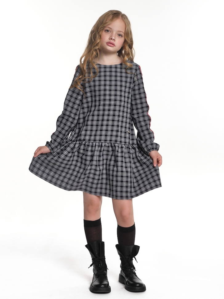 Платье для девочек Mini Maxi, модель 7811, цвет синий/клетка - Платья для девочек с длинным рукавом