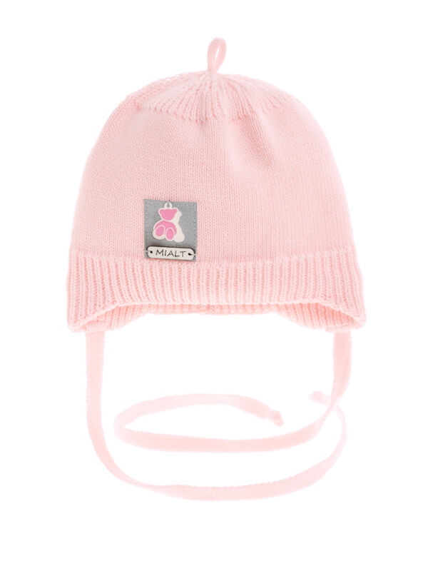 Шапка для девочки Щечка, Миалт бледно-розовый, весна-осень - Шапочки на завязках