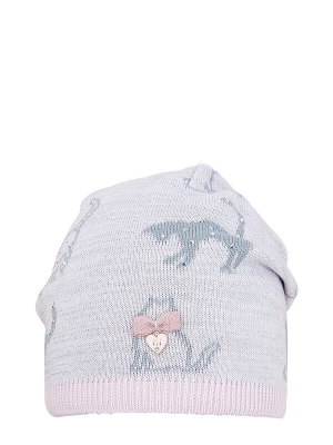 Шапка для девочки Пятнашки, Миалт бледно-розовый/бледно-серый, весна-осень