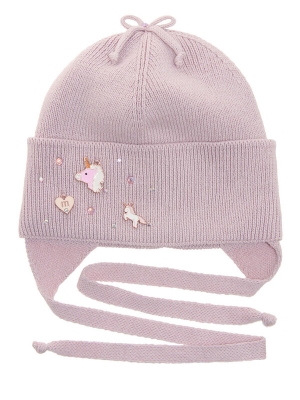 Шапка для девочки Пинки пай, Миалт бежево-розовый, весна-осень