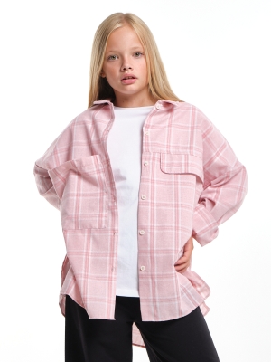 Рубашка для девочек Mini Maxi, модель 7983, цвет розовый/клетка