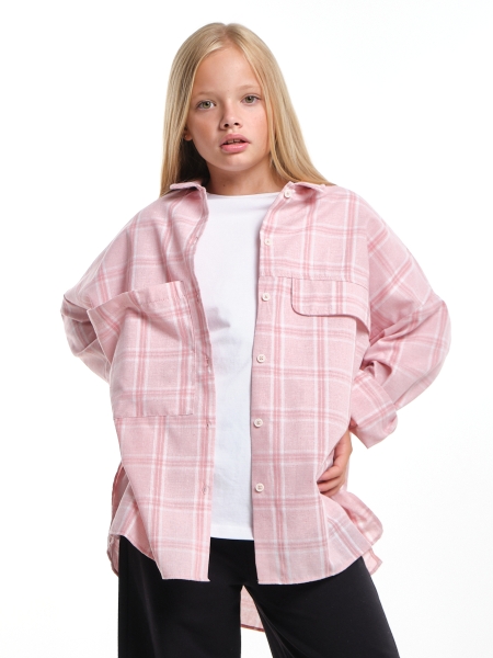 Рубашка для девочек Mini Maxi, модель 7983, цвет розовый/клетка - Рубашки для девочек