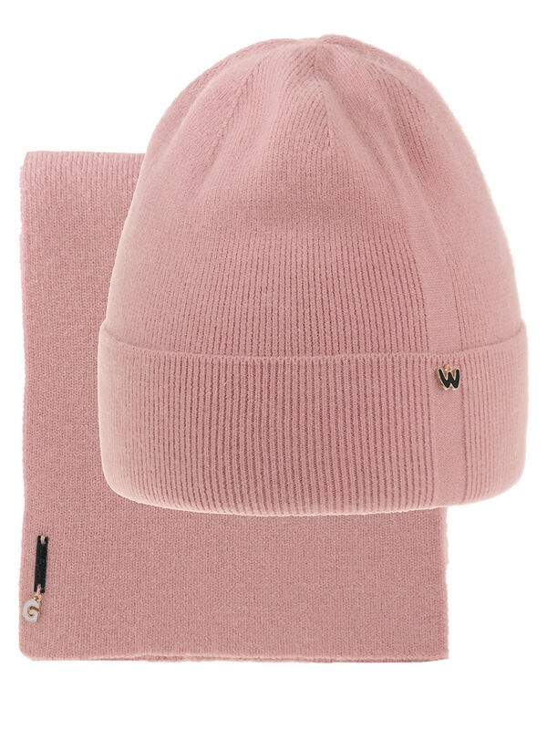 Комплект для девочки Водопад, Миалт кораллово-пудровый, весна-осень - Комплект: шапочки и шарф