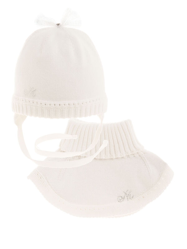 Комплект для девочки Ника, Миалт белый, весна-осень - Комплект: шапочки и шарф