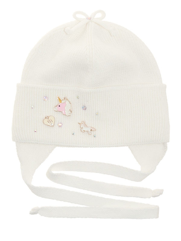Шапка для девочки Пинки пай, Миалт белый - Шапочки на завязках