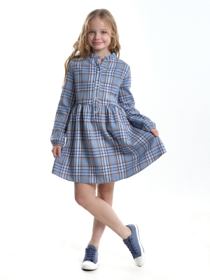 Платье для девочек Mini Maxi, модель 7862, цвет голубой/синий/клетка