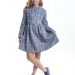 Платье для девочек Mini Maxi, модель 7862, цвет голубой/синий/клетка