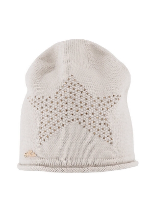 Шапка для девочки Звезда, Миалт светло-бежевый, весна-осень