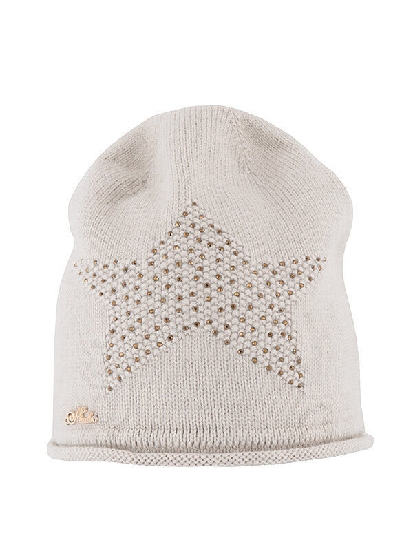 Шапка для девочки Звезда, Миалт светло-бежевый, весна-осень - Для девочек весна-осень