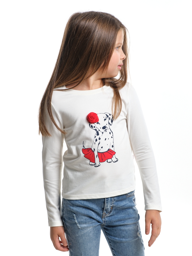 Футболка для девочек Mini Maxi, модель 3762, цвет белый - Лонгсливы