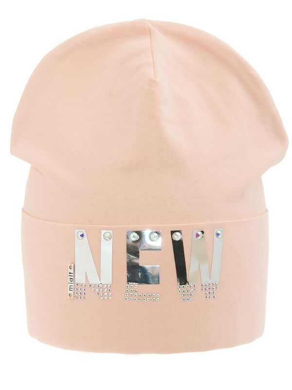 Шапка для девочки Металлик, Миалт светло-коралловый, весна-осень-лето - Для девочек весна-осень