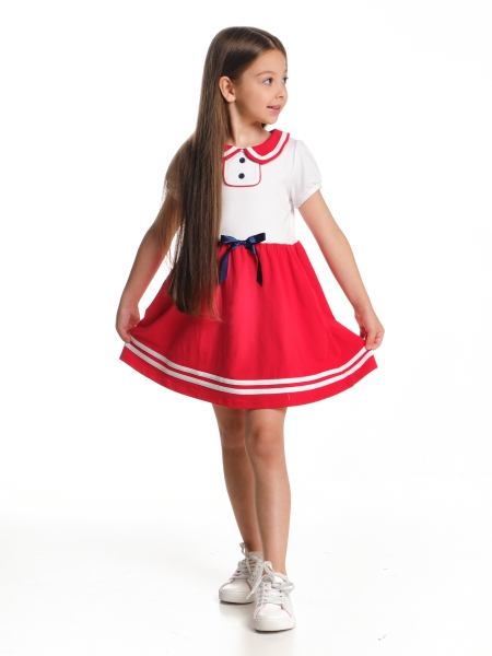 Платье для девочек Mini Maxi, модель 1579, цвет белый/красный - Платья для девочек с коротким рукавом