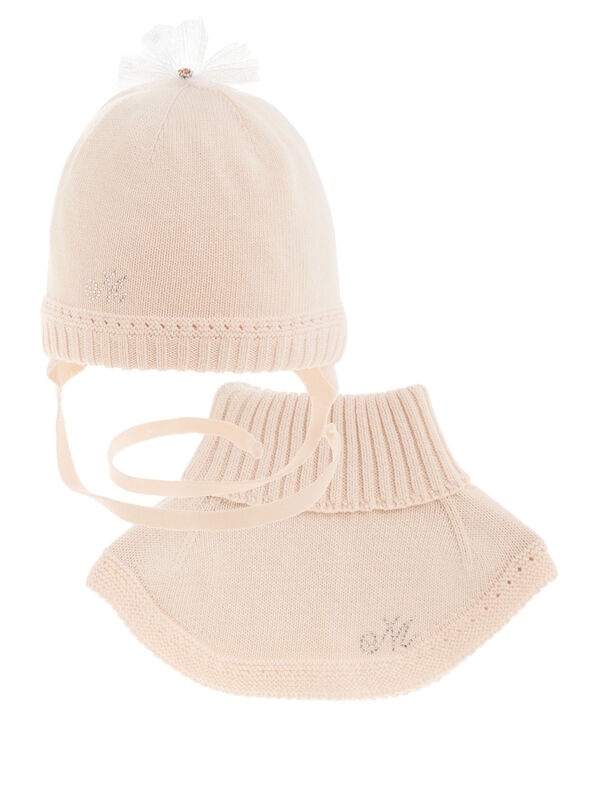 Комплект для девочки Ника, Миалт бледно-коралловый, весна-осень - Комплект: шапочки и шарф