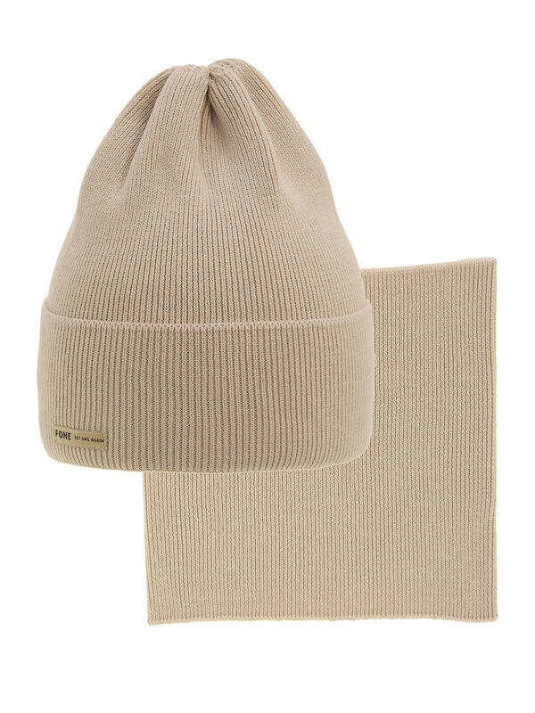 Комплект Fone, Миалт бежевый, весна-осень - Комплект: шапочки и шарф