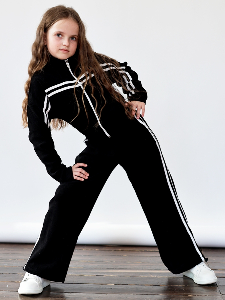 Спортивный костюм для девочки БУШОН SP222, цвет черный - Костюмы спортивные