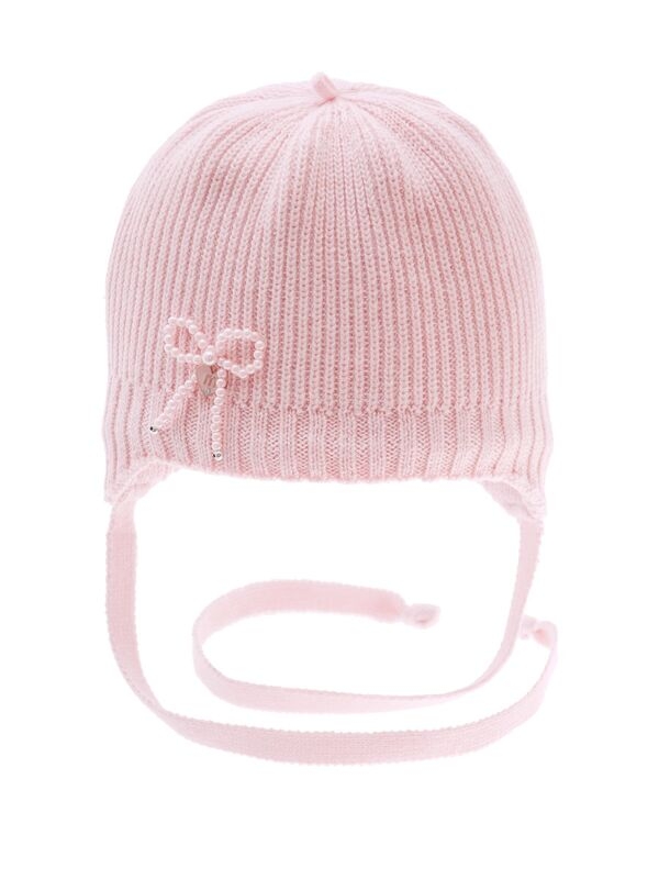 Шапка для девочки Петелька, Миалт бледно-розовый, зима - Шапочки на завязках