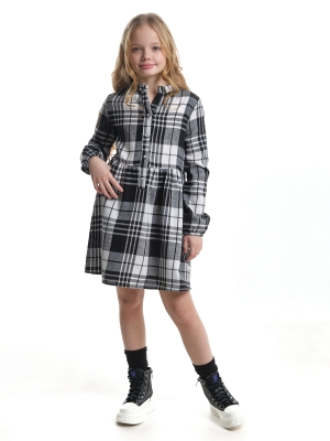 Платье для девочек Mini Maxi, модель 7862, цвет черный/белый/клетка