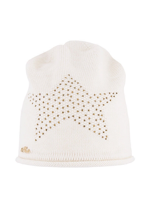 Шапка для девочки Звезда, Миалт белый, весна-осень - Для девочек весна-осень