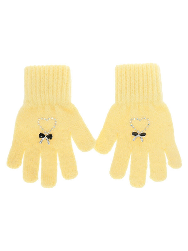 Перчатки для девочки Мася, Миалт светло-желтый, весна-осень - Перчатки