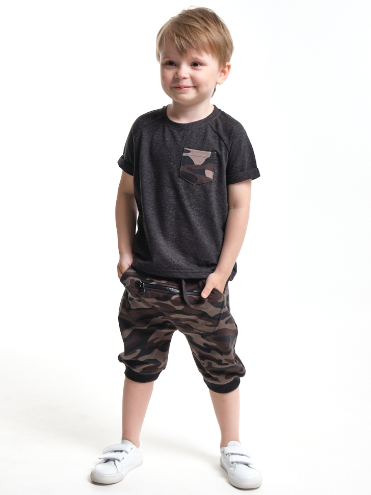 Комплект для мальчиков Mini Maxi, модель 7639, цвет черный/камуфляж - Комплекты летние