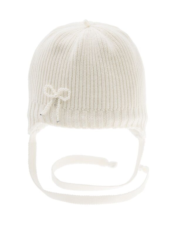 Шапка для девочки Петелька, Миалт белый, зима - Шапочки на завязках