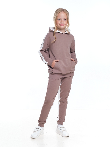 Спортивный костюм для девочек Mini Maxi, модель 7607, цвет коричневый/белый - Костюмы спортивные