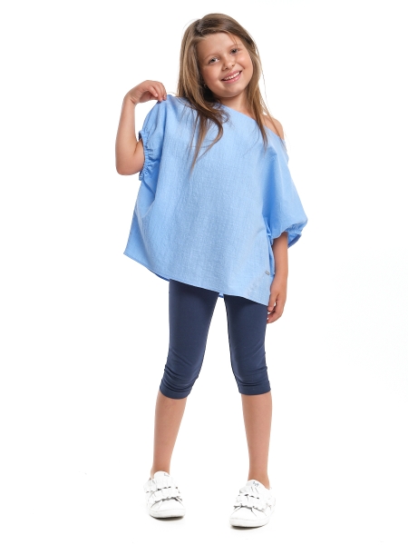 Блузка для девочек Mini Maxi, модель 7966, цвет голубой - Блузки с коротким рукавом