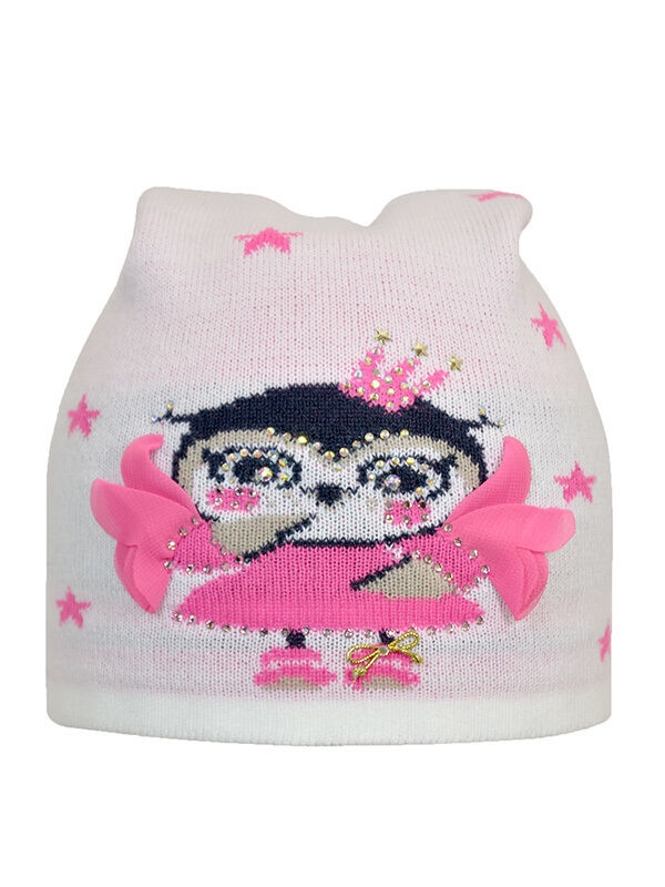 Шапка для девочки Жу-жу, Миалт белый/розовый, весна-осень - Для девочек весна-осень
