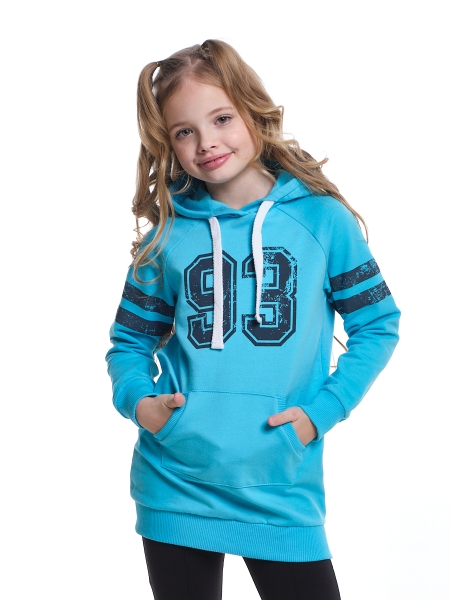 Худи для девочек Mini Maxi, модель 0440, цвет голубой - Толстовки с капюшоном / худи
