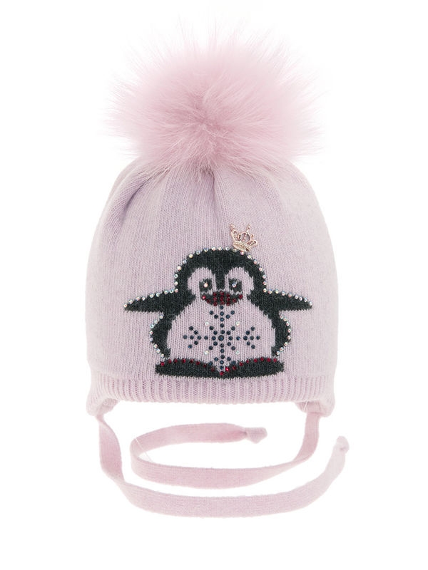 Шапка для девочки Королевский пингвин, Миалт розовый SLMM3 - Шапки осень-зима