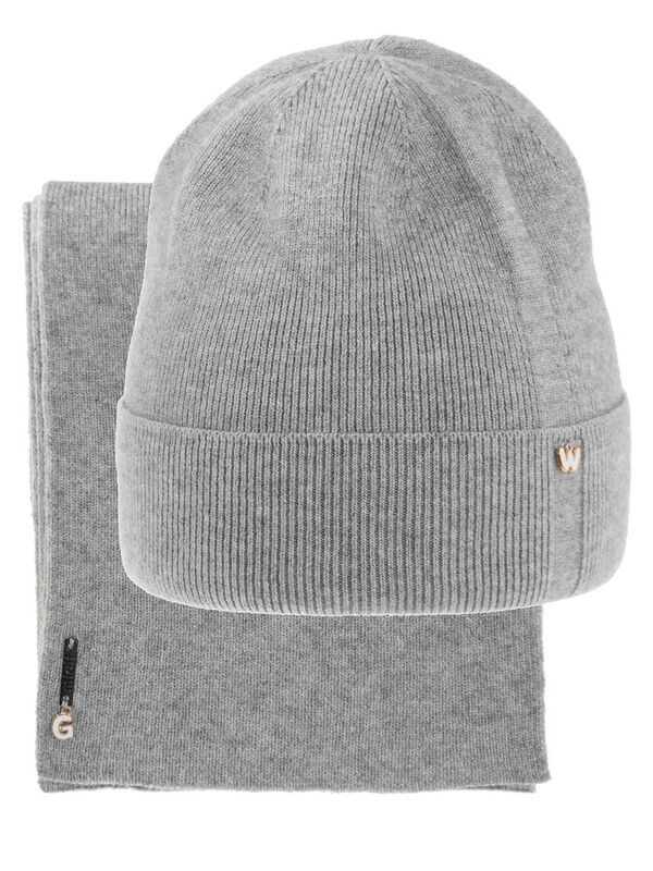 Комплект для девочки Водопад, Миалт серый, весна-осень - Комплект: шапочки и шарф