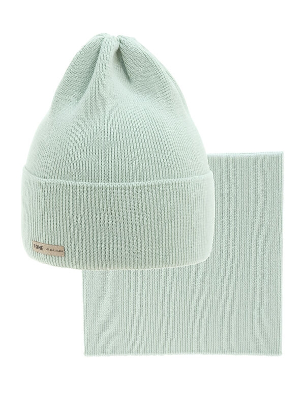 Комплект Fone, Миалт бледно-мятный, весна-осень - Комплект: шапочки и шарф
