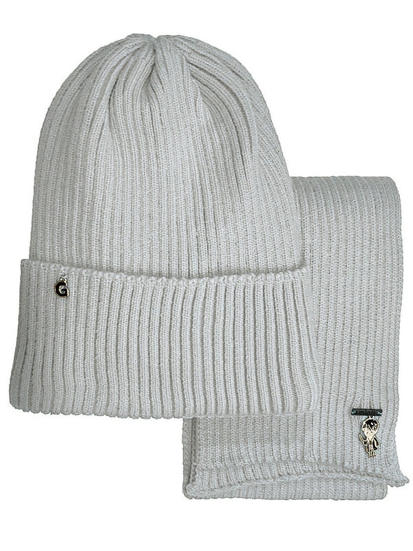 Комплект для девочки Мистика-2, Миалт светло-серый, весна-осень - Комплект: шапочки и шарф