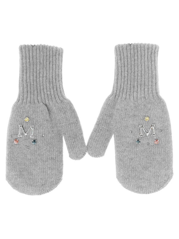 Варежки для девочки Маффин, Миалт светло-серый - Варежки