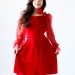 Платье велюровое БУШОН ST63, цвет красный/пояс choker