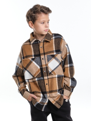 Рубашка для мальчиков Mini Maxi, модель 7750, цвет коричневый/мультиколор