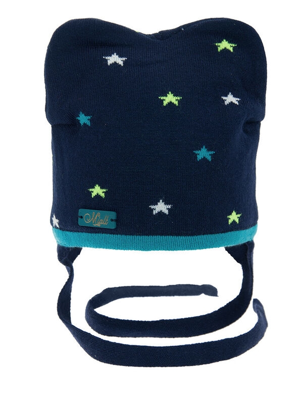 Шапка для мальчика Космик, Миалт бирюзовый/темно-синий, весна-осень - Шапки весна-осень