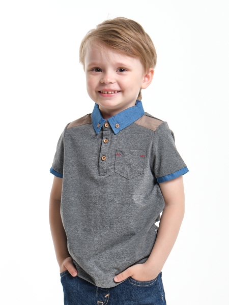 Поло для мальчиков Mini Maxi, модель 4515, цвет графит/меланж - Поло / футболки короткий рукав