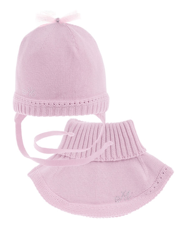 Комплект для девочки Ника, Миалт сиренево-розовый, весна-осень - Комплект: шапочки и шарф