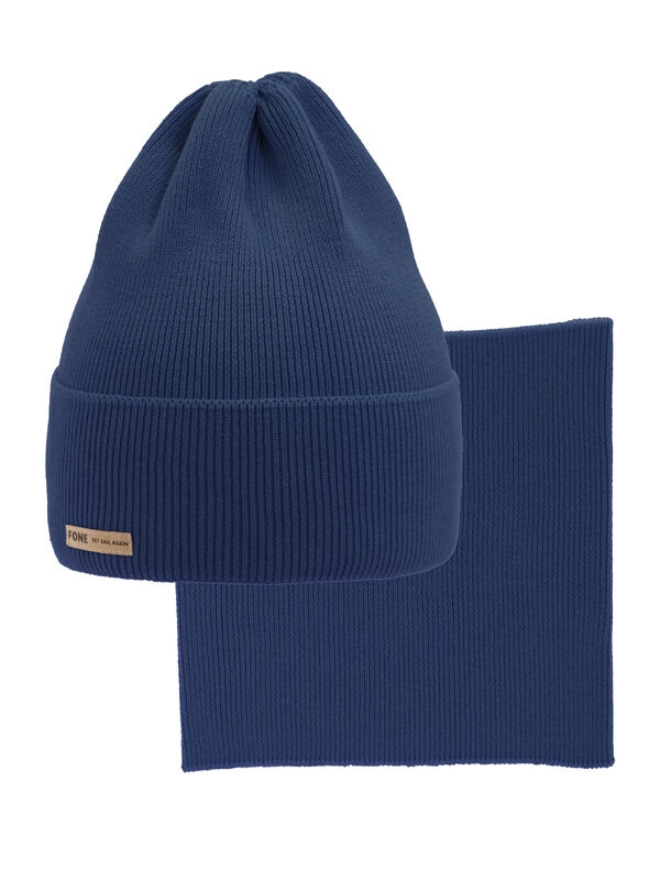 Комплект Fone, Миалт темно-джинсовый, весна-осень - Комплект: шапочки и шарф