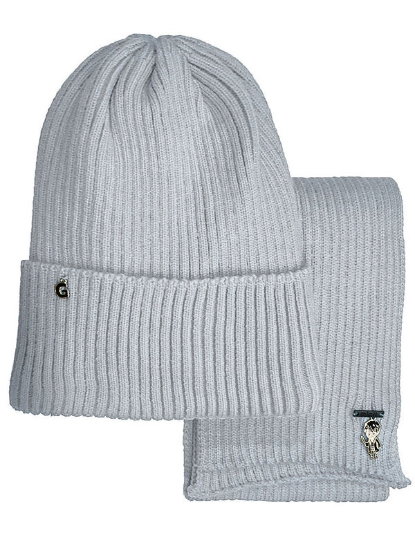 Комплект для девочки Мистика-2, Миалт ледяной-серый, весна-осень - Комплект: шапочки и шарф