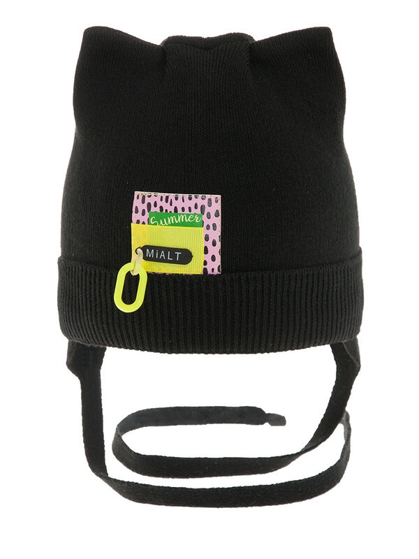 Шапка для девочки Анита NEW, Миалт черный, весна-осень - Шапочки на завязках