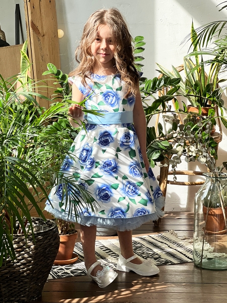 Хлопковое платье в цветочек для девочки принт цветы купить в интернет-магазине Silver Spoon