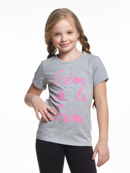 Футболка для девочек Mini Maxi, модель 2729, цвет серый/малиновый - Футболки для девочек