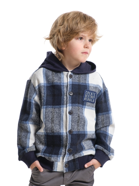 Куртка для мальчиков Mini Maxi, модель 7989, цвет синий/белый/клетка - Бомберы / куртки