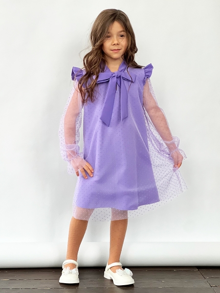 Платье для девочки нарядное БУШОН ST50, отделка фатин, цвет сиреневый - Платья коктельные / вечерние