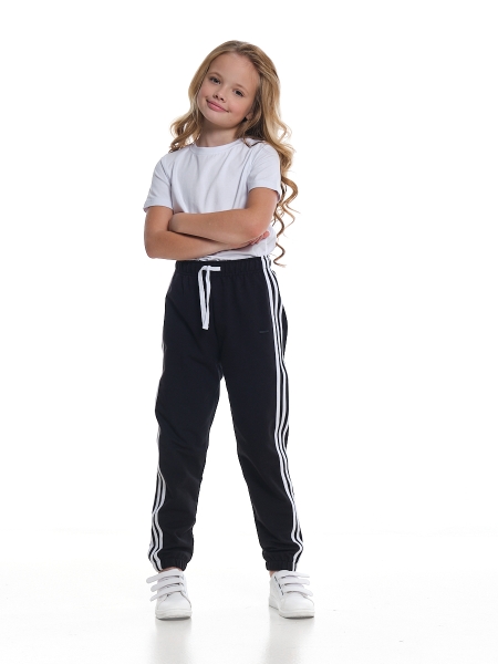 Джоггеры для девочек Mini Maxi, модель 8075, цвет черный - Брючки / джоггеры спортивные